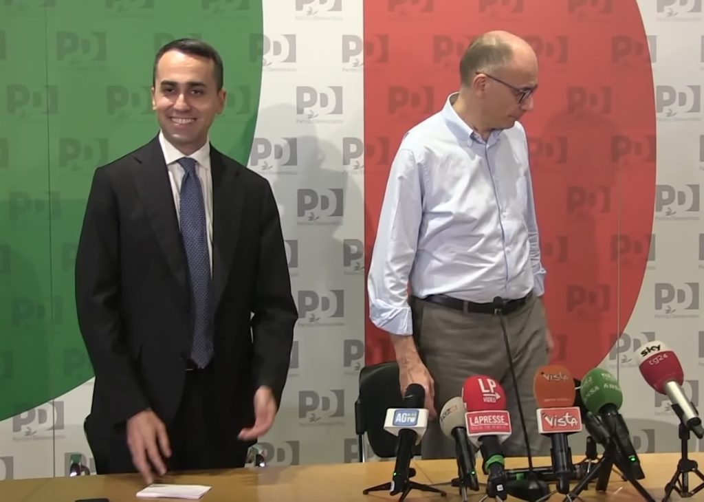 Letta sterza a sinistra Letta, Luigi Di Maio ed Enrico Letta