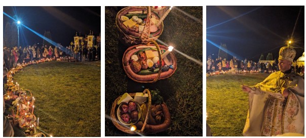 Celebrazione pasquale. Cestino tradizionale con i prodotti per la benedizione. Foto di Ivanna Stef’iuk